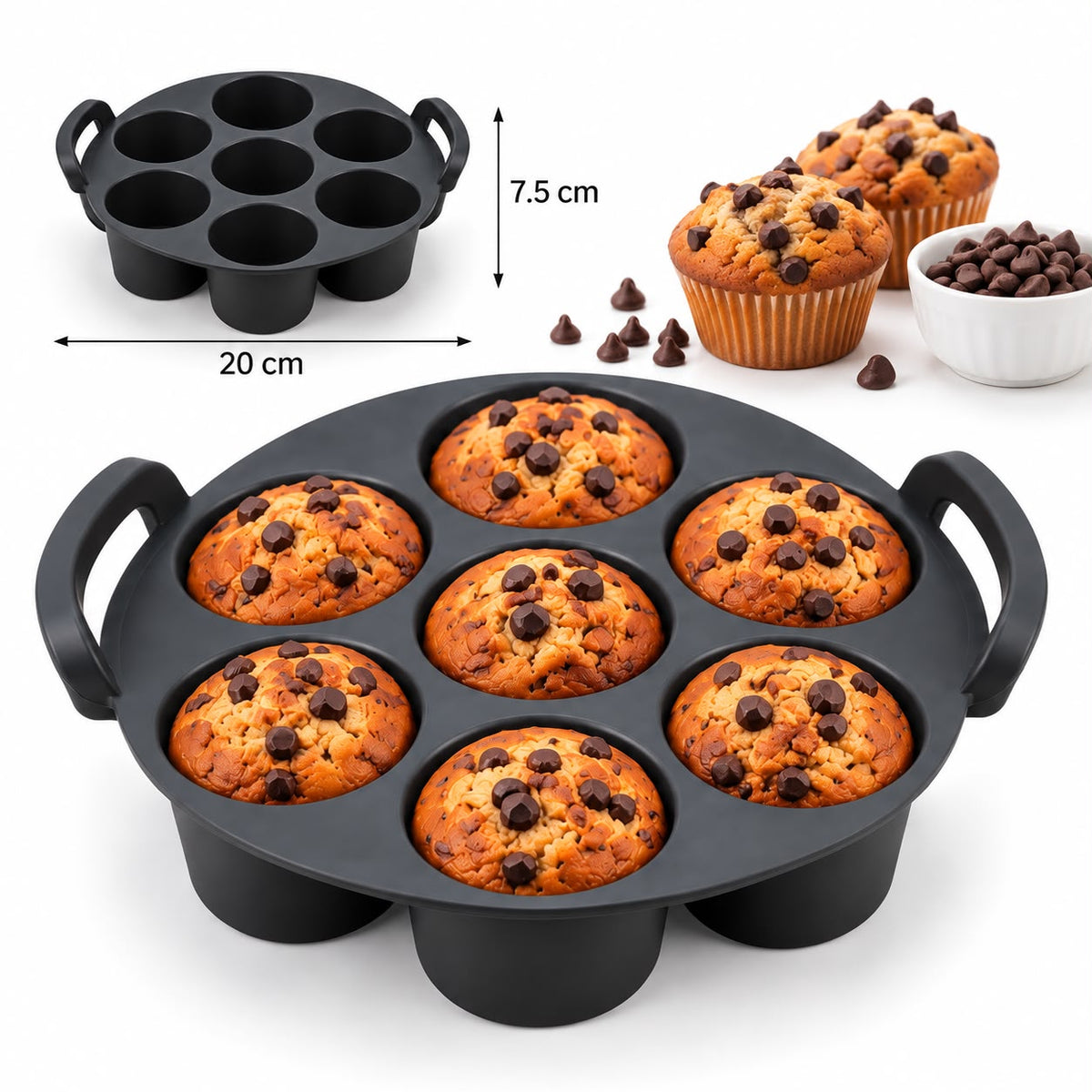 قالب مافن دائري من SilverCrest – من7 تجاويف  |   SilverCrest 7-Cup Muffin Baking Pan