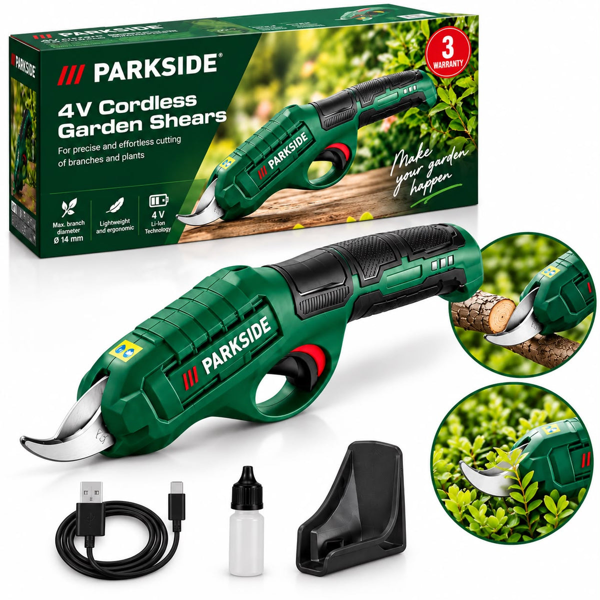 مقصّ أغصان لاسلكي للحدائق 4 فولت – PARKSIDE  PARKSIDE 4V Cordless Garden Shears